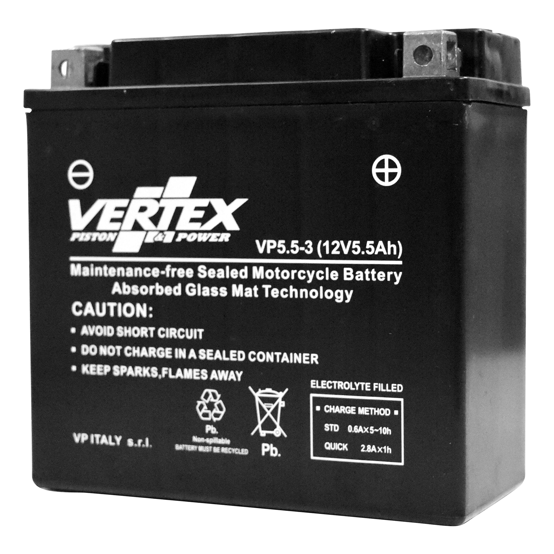 Vertex VP5.5-3 Heavy Duty Gel 12V 5.5Ah Battery replaces 12N5.5-3B