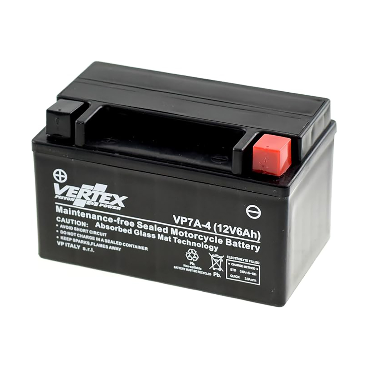 Vertex VP7A-4 Heavy Duty Gel 12V 6Ah Battery replaces YTX7A-BS, CTX7A-BS, LTX7A-BS - Beedspeed