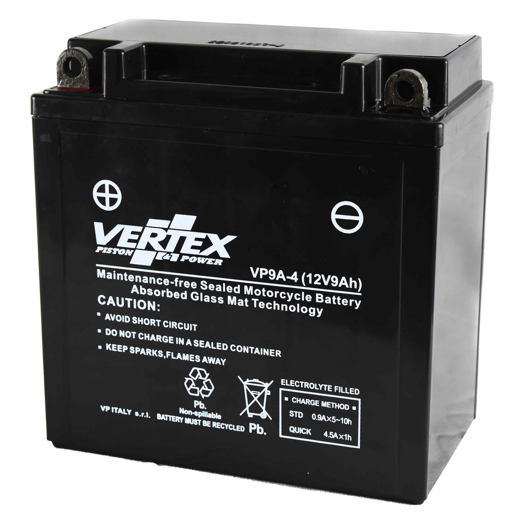Vertex VP9A-4 Heavy Duty Gel 12V 9Ah Battery replaces YB9-B, CB9-B, LB9-B