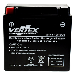 Vertex VP14-4 Heavy Duty Gel 12V 12Ah Battery replaces YTX14-BS, CTX14-BS, LTX14-BS - Beedspeed