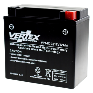 Vertex VP14C-3 Heavy Duty Gel 12V 12Ah Battery replaces YTX14-LBS, CTX14-LBS - Beedspeed