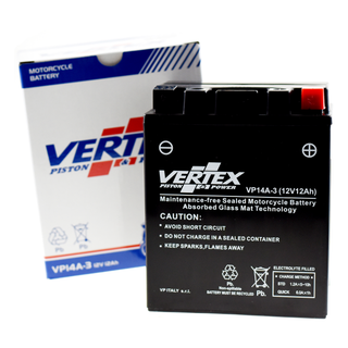 Vertex VP14A-3 Heavy Duty Gel 12V 12Ah Battery replaces YB14L-A2, CB14L-A2, LB14L-A2 - Beedspeed