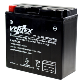 Vertex VP14B-BS Heavy Duty Gel 12V 12Ah Battery replaces YT14B-4, YT14B-BS - Beedspeed