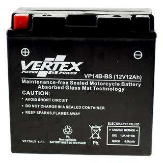 Vertex VP14B-BS Heavy Duty Gel 12V 12Ah Battery replaces YT14B-4, YT14B-BS - Beedspeed