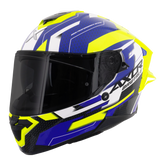 Axor Brutale Full Face Helmet With Dual Spoiler - Plexus Blue Fluo Yellow