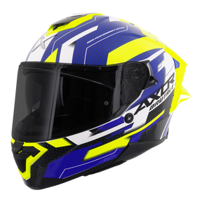 Axor Brutale Full Face Helmet With Dual Spoiler - Plexus Blue Fluo Yellow