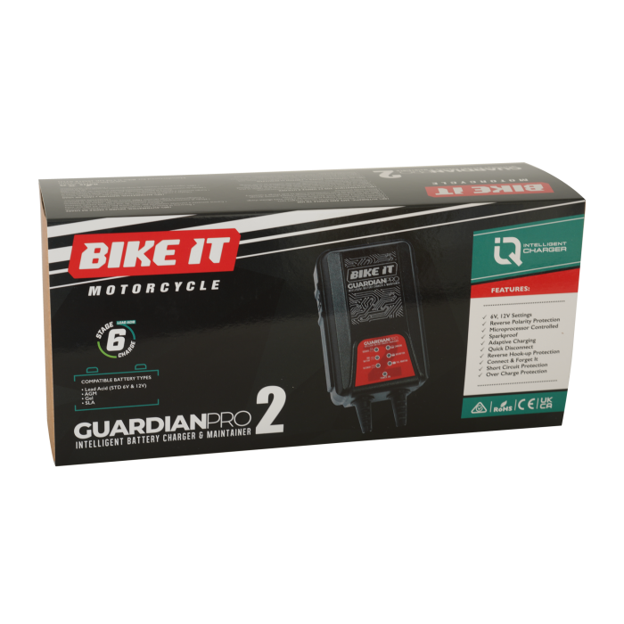 Bike It Guardian Pro 2 Intelligent Lithium Battery Charger and Maintainer 6/12V 1.25A