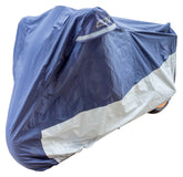 Deluxe Heavy Duty Rain Cover - Blue/Silver - Medium Fits Up To 600cc Lightweight Polyester