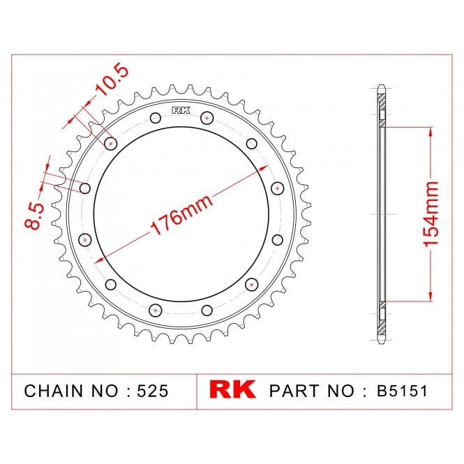 RK-B5151-44 Rear Sprocket JTR1346