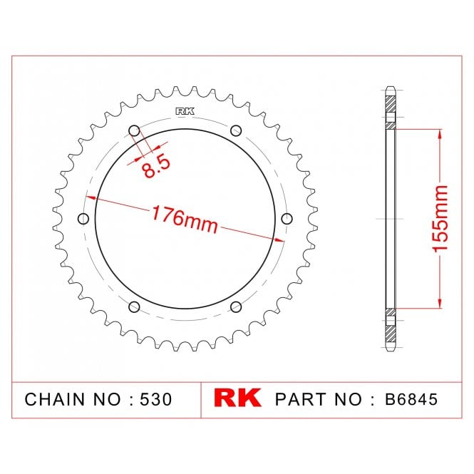 Sprocket Rear RK-B6845-44 JTR2011