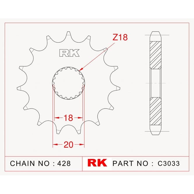 RK Standard Kit Suzuki GN125 E-M/N/P/R/S/T/V 91-00