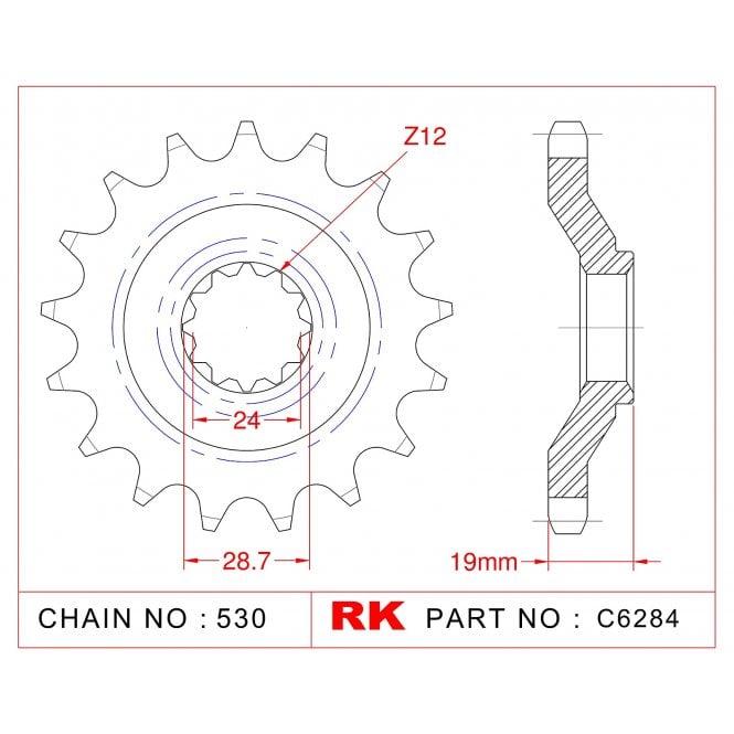 RK Standard Kit ZX10 (ZX1000 B1-B3) Tomcat 530 Chain Conversion 88-90