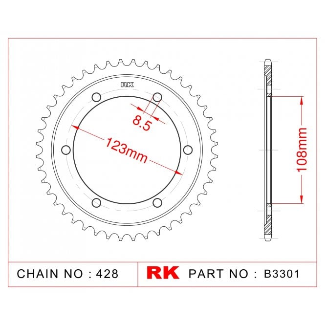 RK Standard Kit Aprilia RS4 125 & Replica 11-17 (new shaft 5mm hole)
