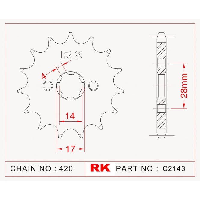 RK Standard Kit Derbi SENDA 50 R EXT 06 - 14