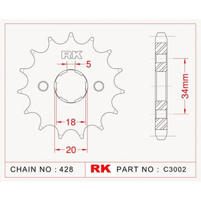 RK Standard Kit Derbi SENDA 125 CROSS CITY 06-14