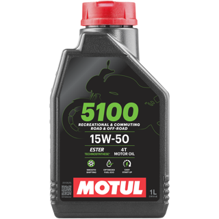 Motul 5100 4T 15W-50 Ester Semi Synthetic Motorcycle Engine Oil 1L
