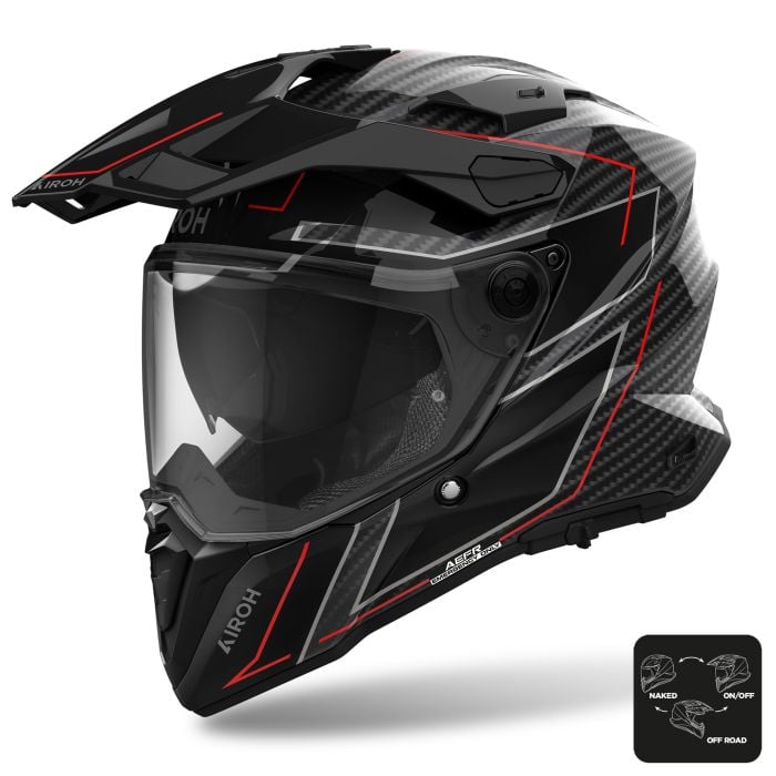 Airoh Commander 2 Adventure Motorcycle Helmet Full Carbon Gloss ECE 2206 Pinlock