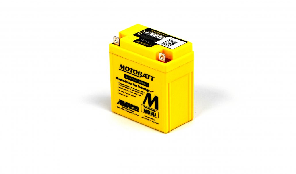 Motobatt AGM 12V 4AH Battery MB3U Replaces YB3L-A, YB3L-B