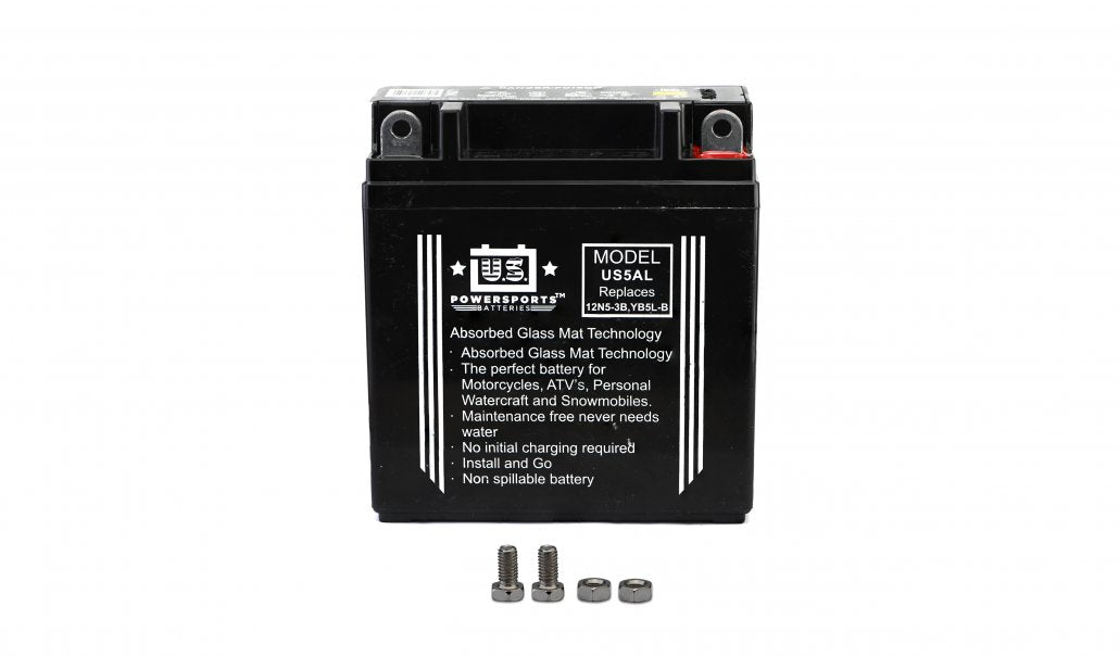 US Powersports AGM 12v 5AH Sealed Battery US5AL Replaces 12N5-3B, YB5L-B
