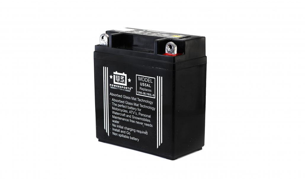 US Powersports AGM 12v 5AH Sealed Battery US5AL Replaces 12N5-3B, YB5L-B