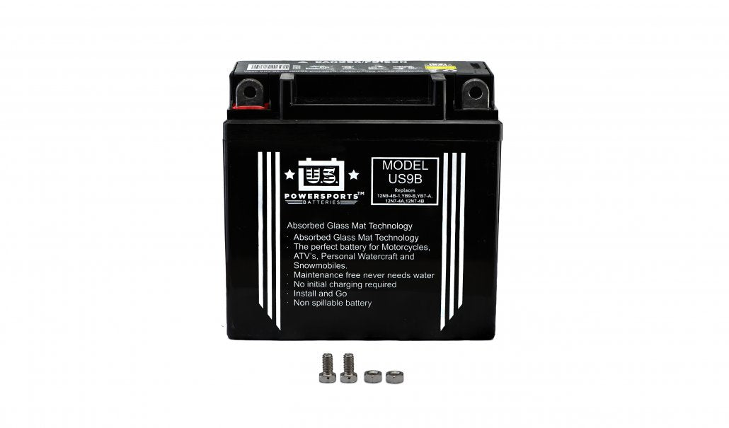 US Powersports AGM 12v 9AH Sealed Battery US9B Replaces 12N9-4B, YB9-B, YB7-A