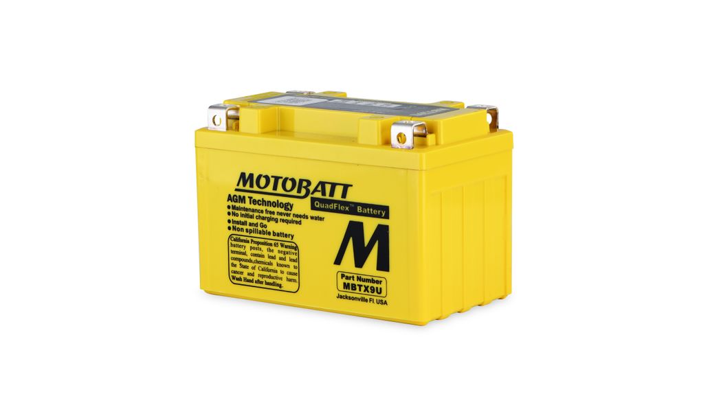 Motobatt AGM 12V 10AH Battery MBTX9U Replaces YTX9BS, YT12ABS, YTZ12S