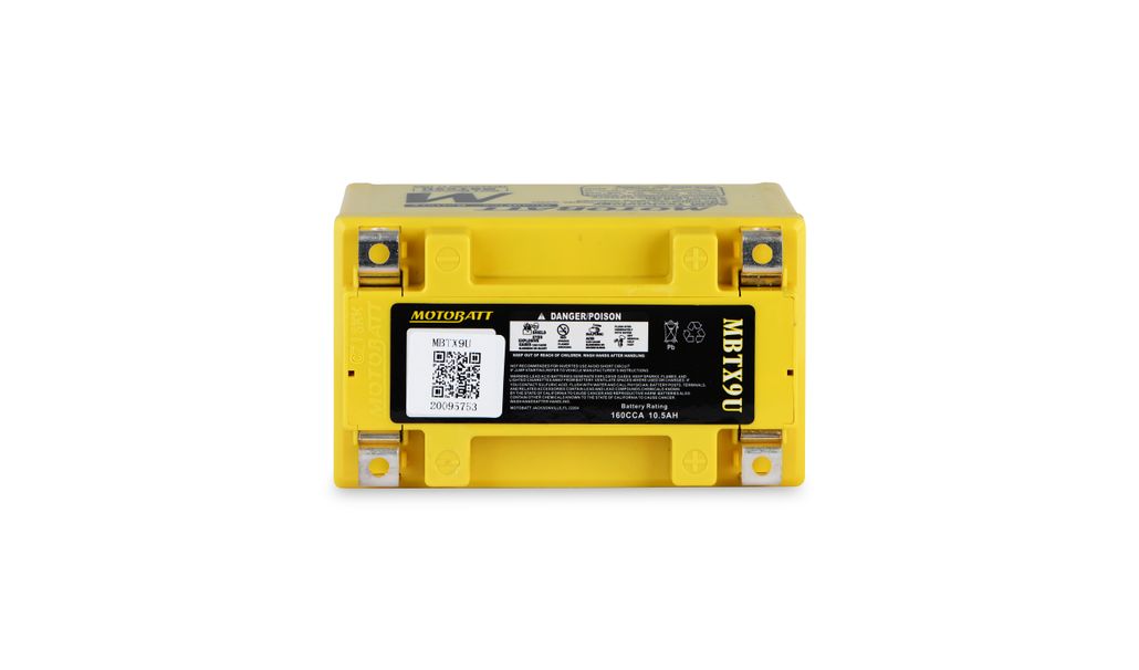 Motobatt AGM 12V 10AH Battery MBTX9U Replaces YTX9BS, YT12ABS, YTZ12S
