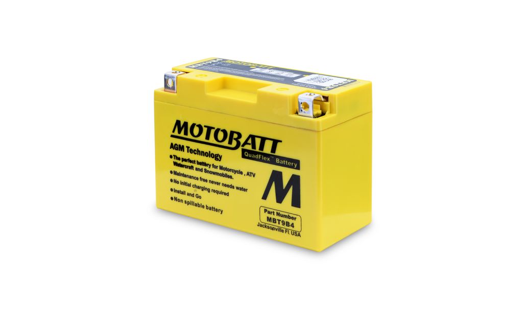 Motobatt AGM 12v 9.5Ah Battery MBT9B4 Replaces YT9BBS, YT9B4