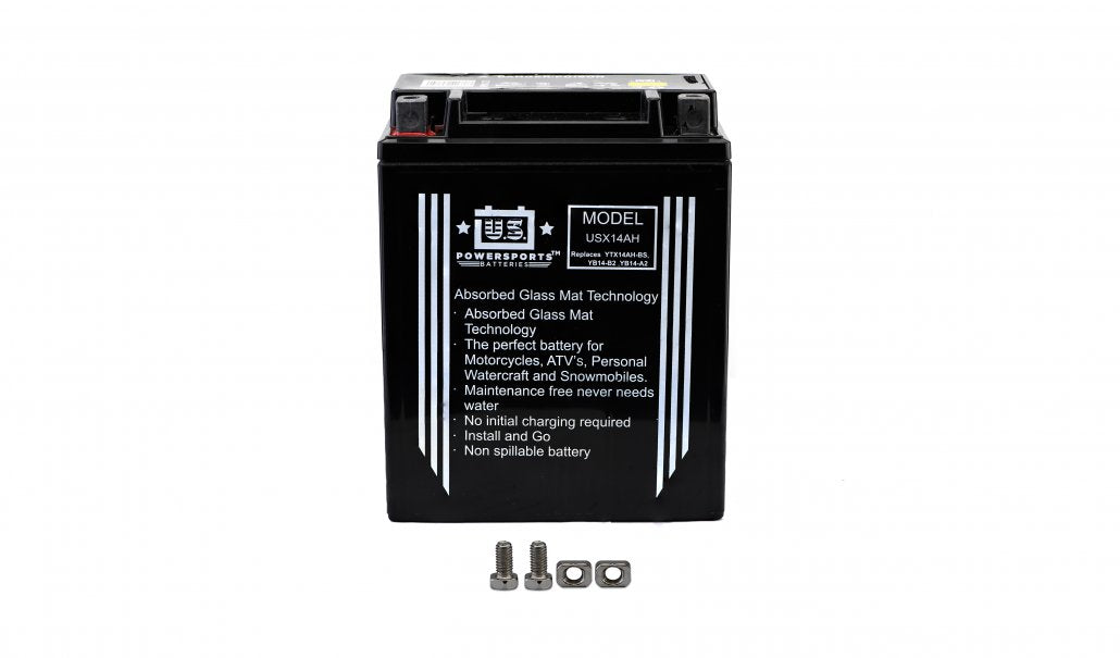 US Powersports AGM 12v 14AH Sealed Battery USX14AH Replaces YTX14AH-BS, YB14-B2, YB14-A2