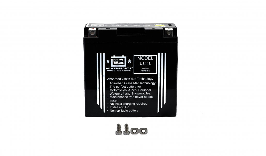 US Powersports AGM 12v 14AH Sealed Battery US14B Replaces YT14-BS