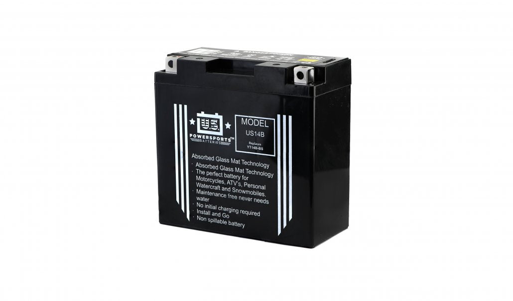 US Powersports AGM 12v 14AH Sealed Battery US14B Replaces YT14-BS