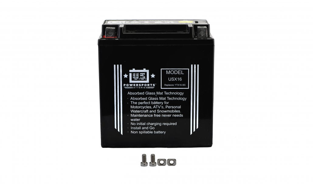 US Powersports AGM 12v 16AH Sealed Battery USX16 Replaces YTX16-BS