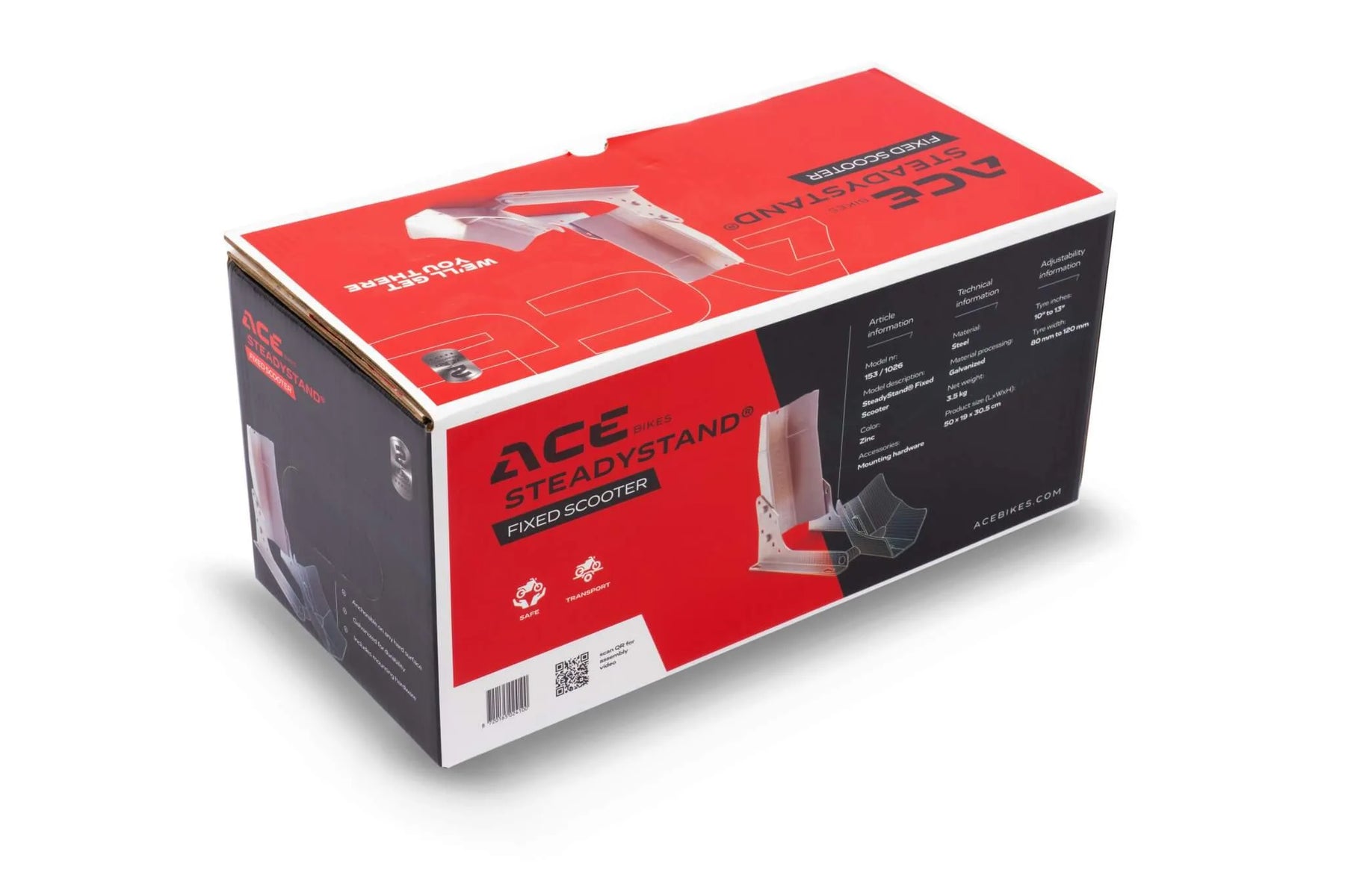 AceBikes Steadystand Fixed Scooter Front Wheel Stand - Galvanized - Beedspeed