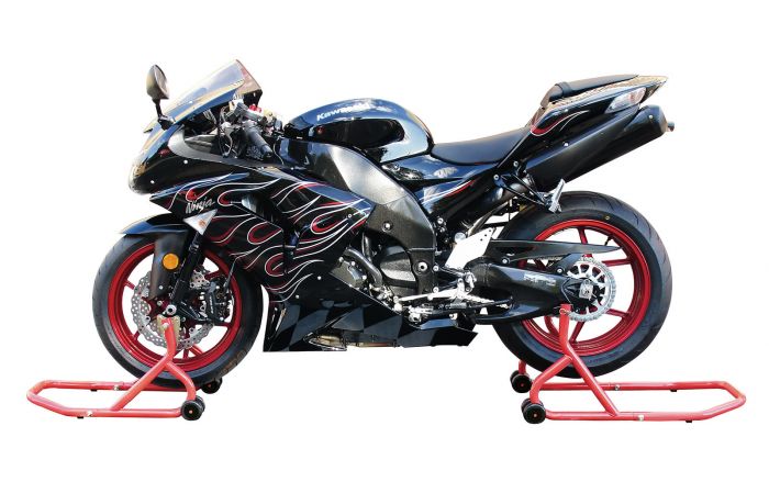BikeTek Series 3 Front And Rear Track Paddock Stand Set Red