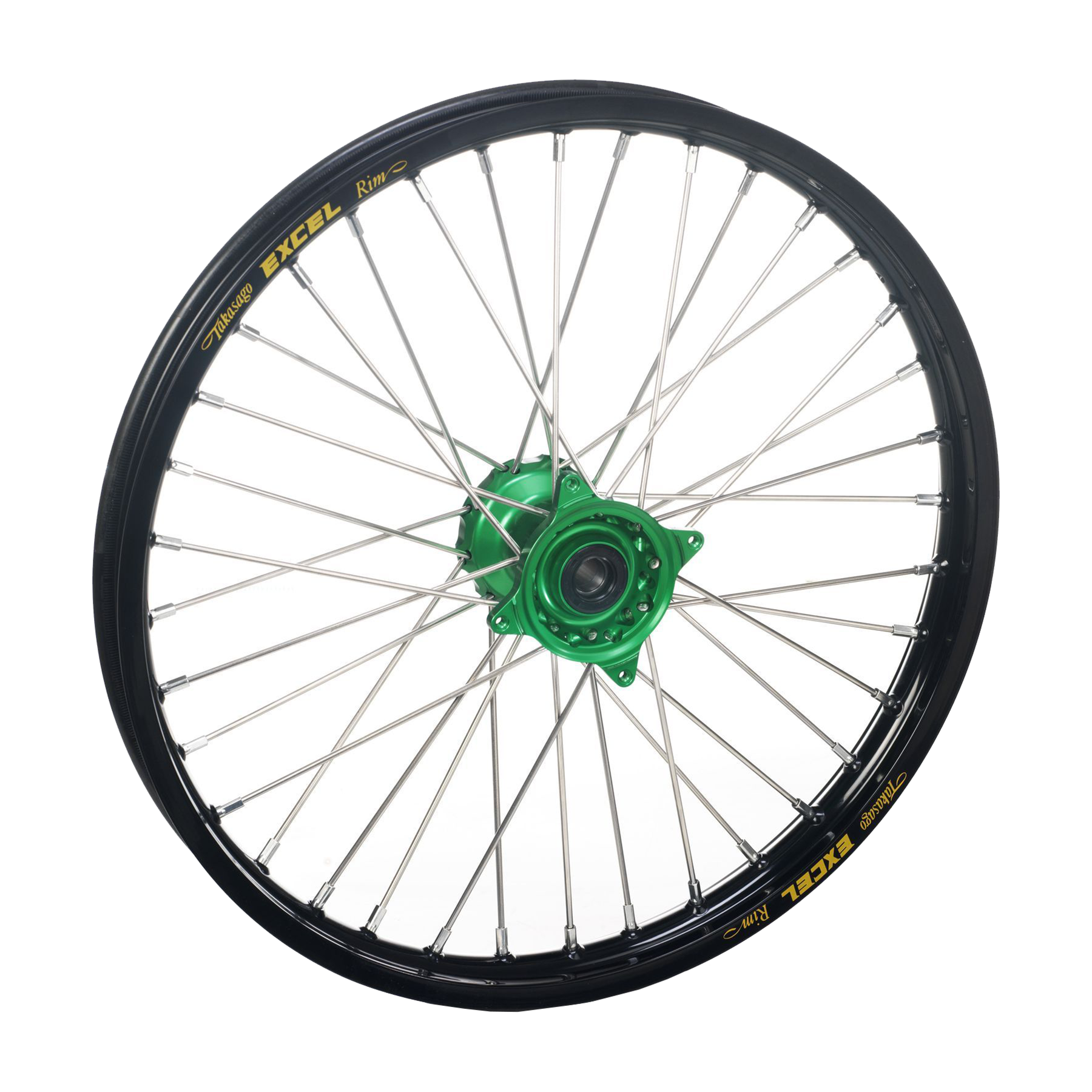 Kawasaki KX KXF Front Wheel 21x1.60 Black Rim Green Hub - Haan Wheels - Beedspeed