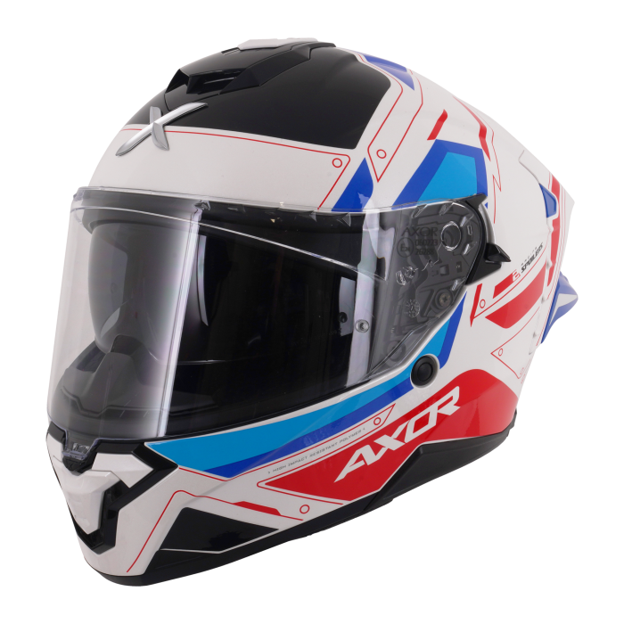 Axor Brutale Full Face Helmet With Dual Spoiler - Ryden White Red Blue