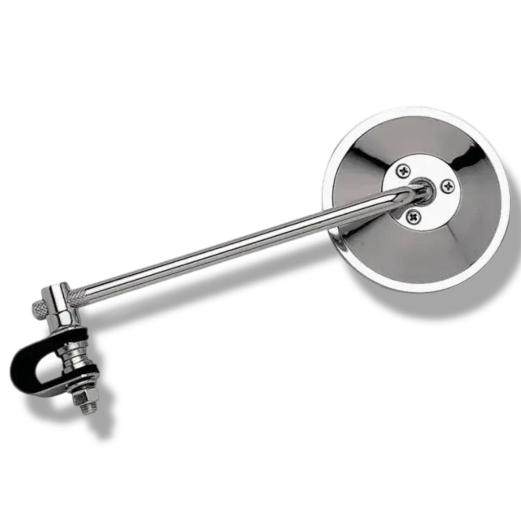 Universal Clamp On Round Mirror with 8" Stem - Chrome