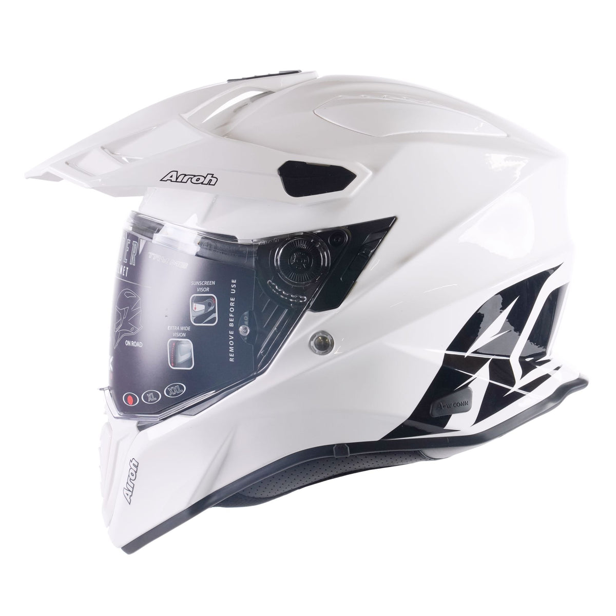 Airoh Commander Adventure Dual Sport Motorcycle Motorbike Helmet - White Gloss