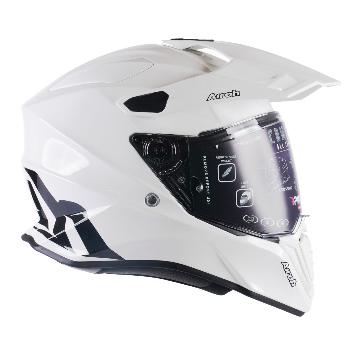 Airoh Commander Adventure Dual Sport Motorcycle Motorbike Helmet - White Gloss