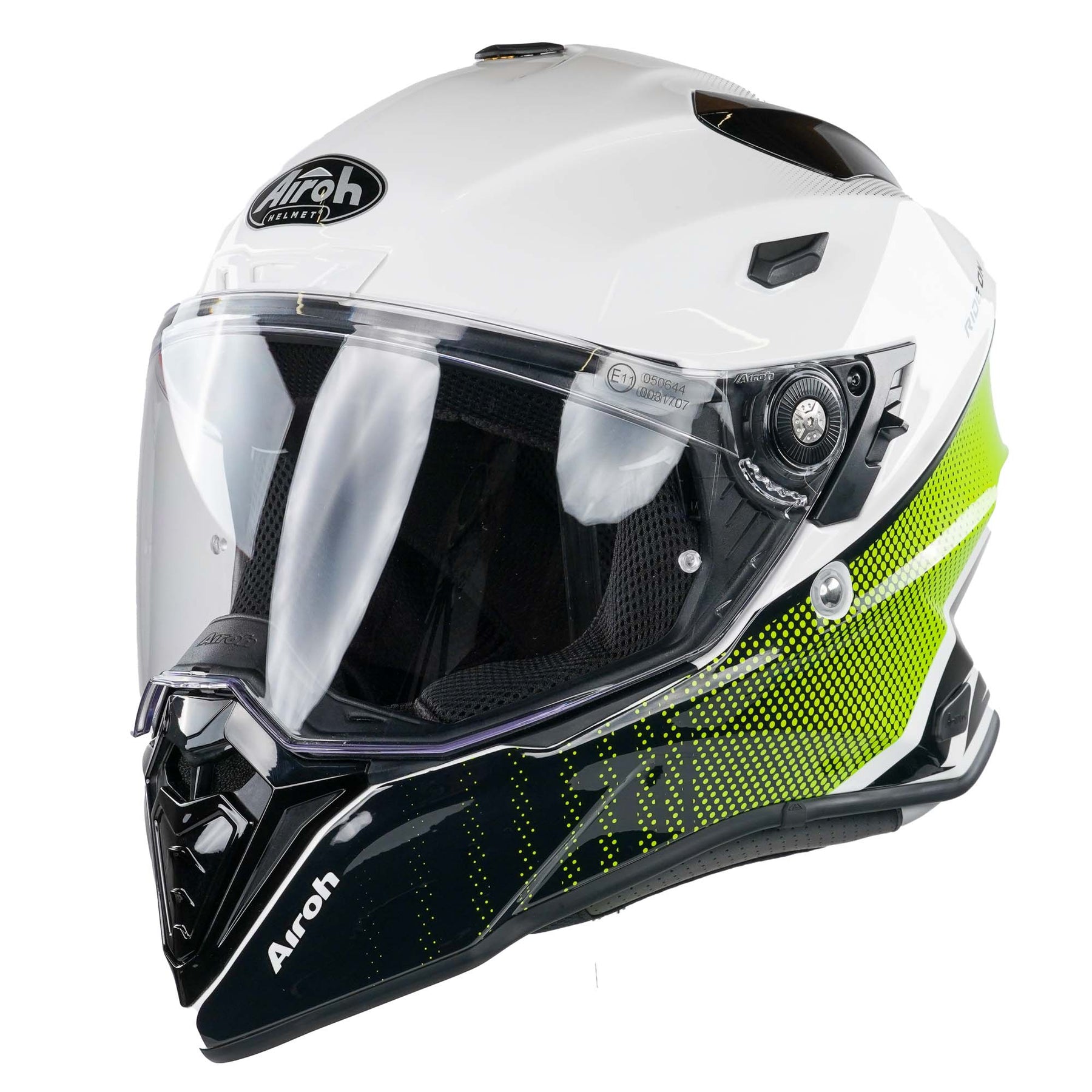 Airoh Commander Dual Sport Adventure Motorcycle Motorbike Helmet - Progress Lime Gloss