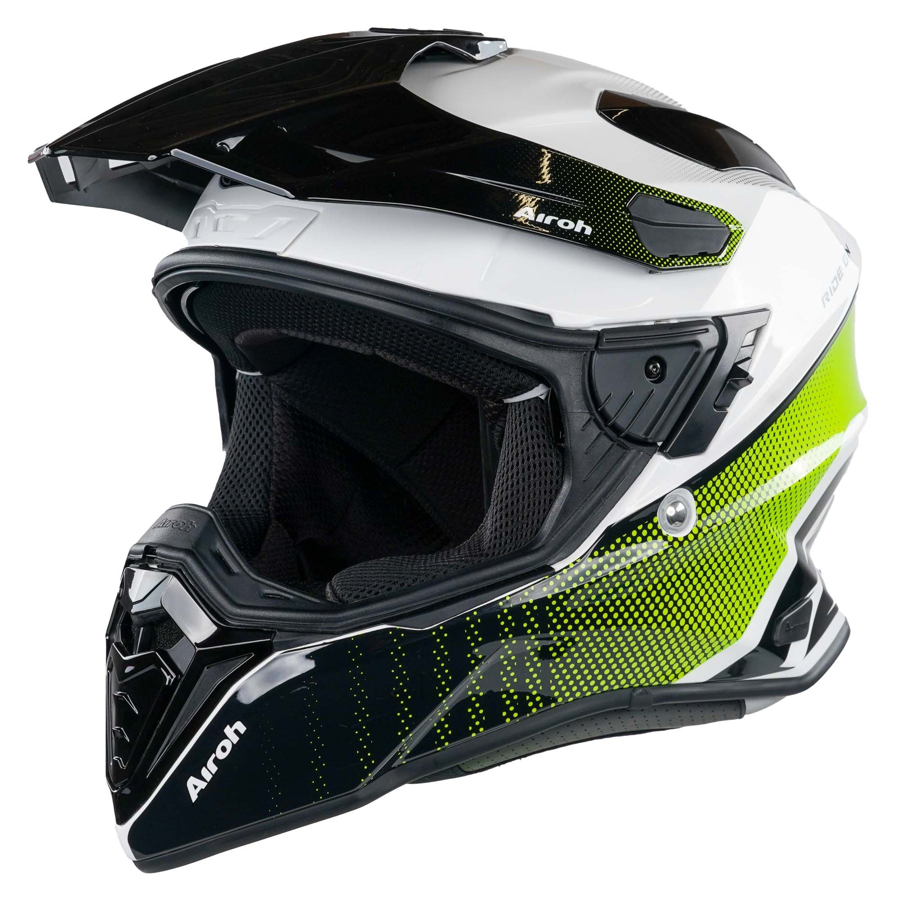 Airoh Commander Dual Sport Adventure Motorcycle Motorbike Helmet - Progress Lime Gloss
