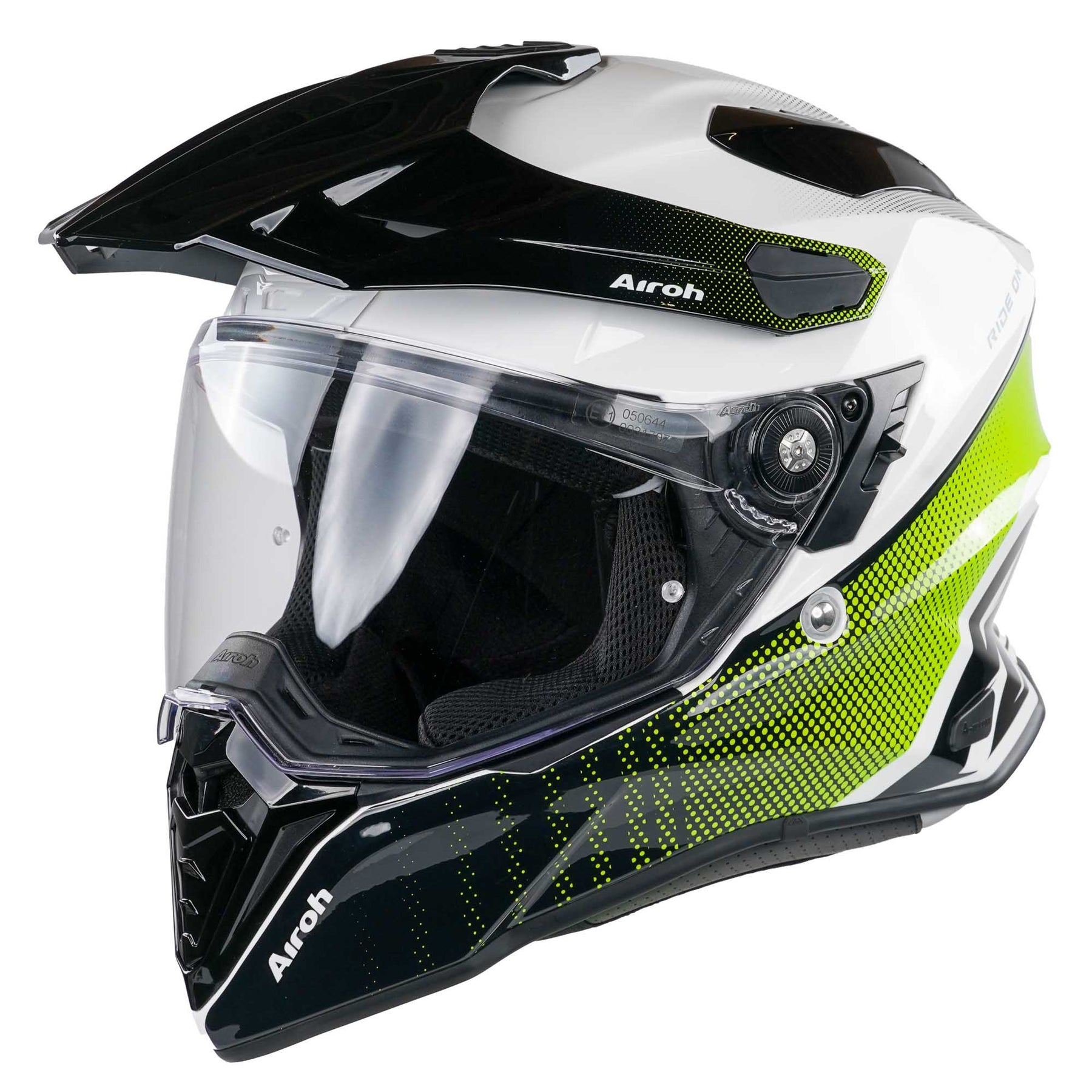 Airoh Commander Dual Sport Adventure Motorcycle Motorbike Helmet - Progress Lime Gloss