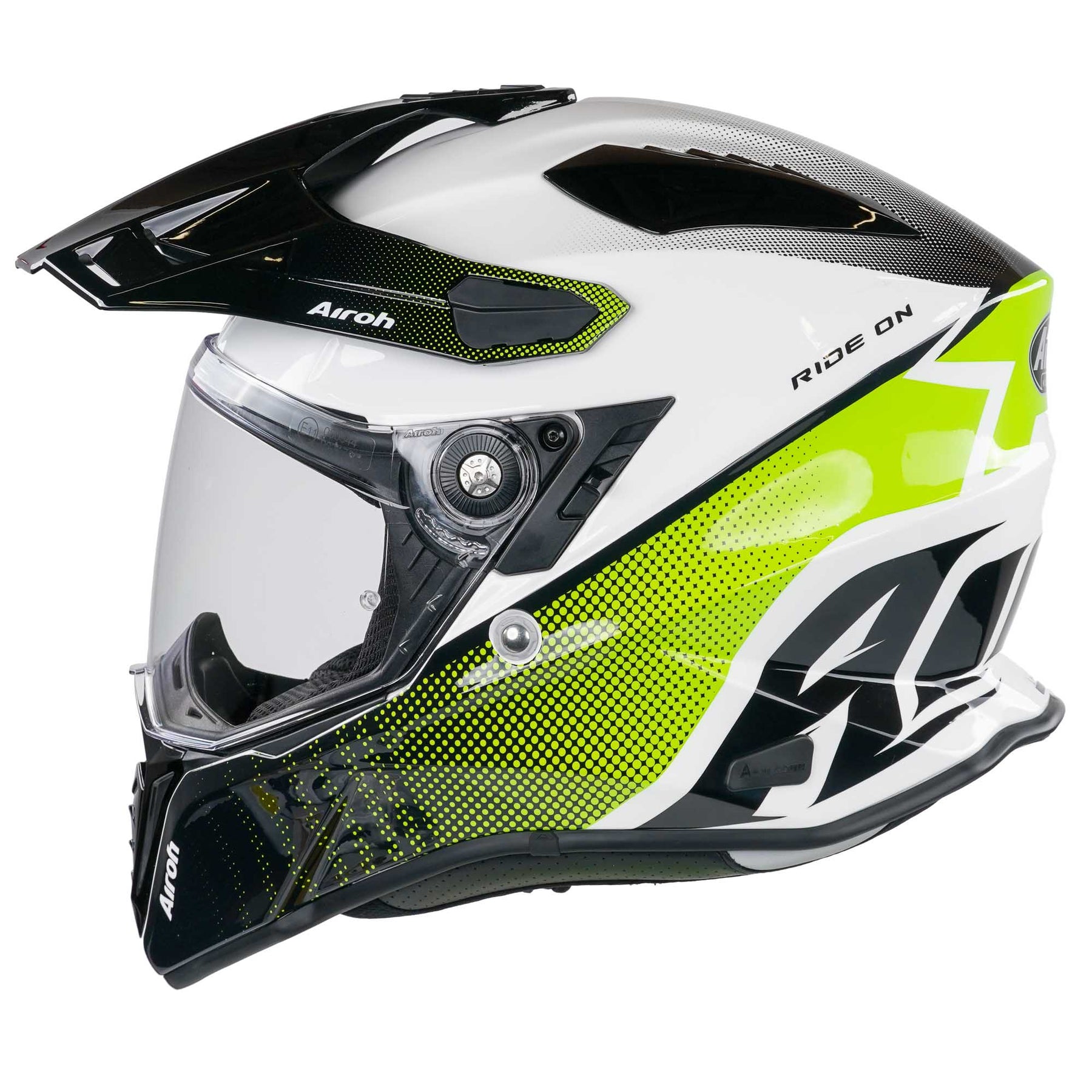 Airoh Commander Dual Sport Adventure Motorcycle Motorbike Helmet - Progress Lime Gloss