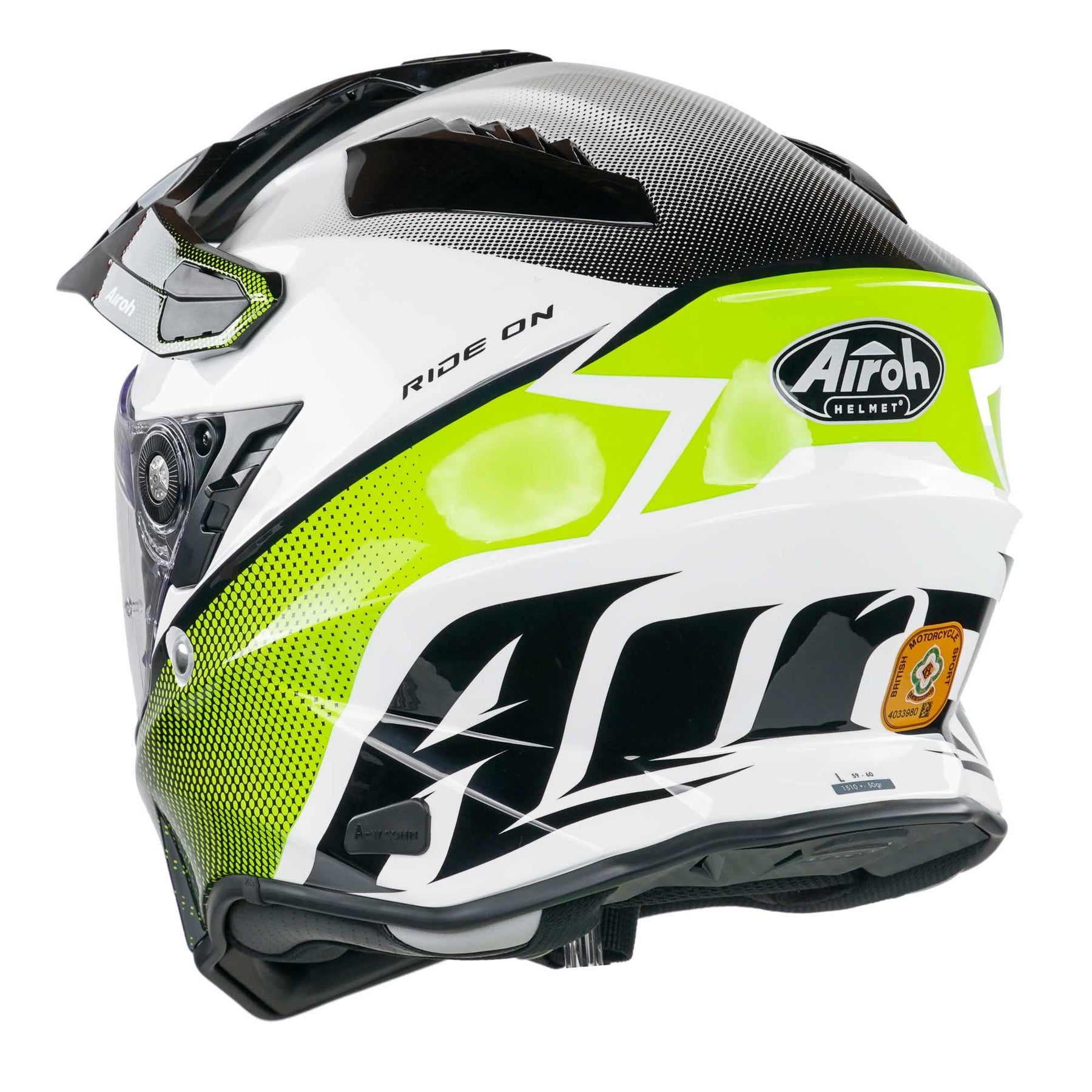 Airoh Commander Dual Sport Adventure Motorcycle Motorbike Helmet - Progress Lime Gloss