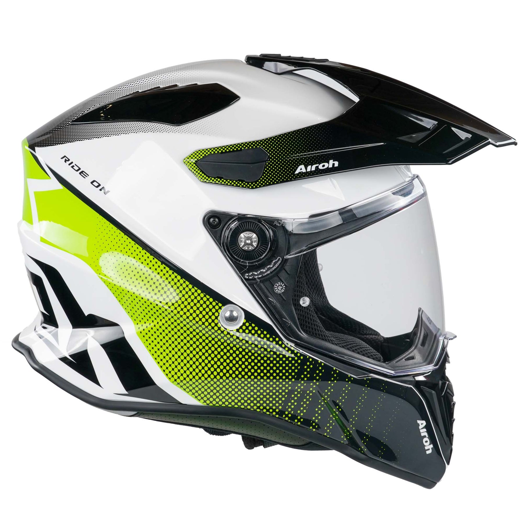 Airoh Commander Dual Sport Adventure Motorcycle Motorbike Helmet - Progress Lime Gloss