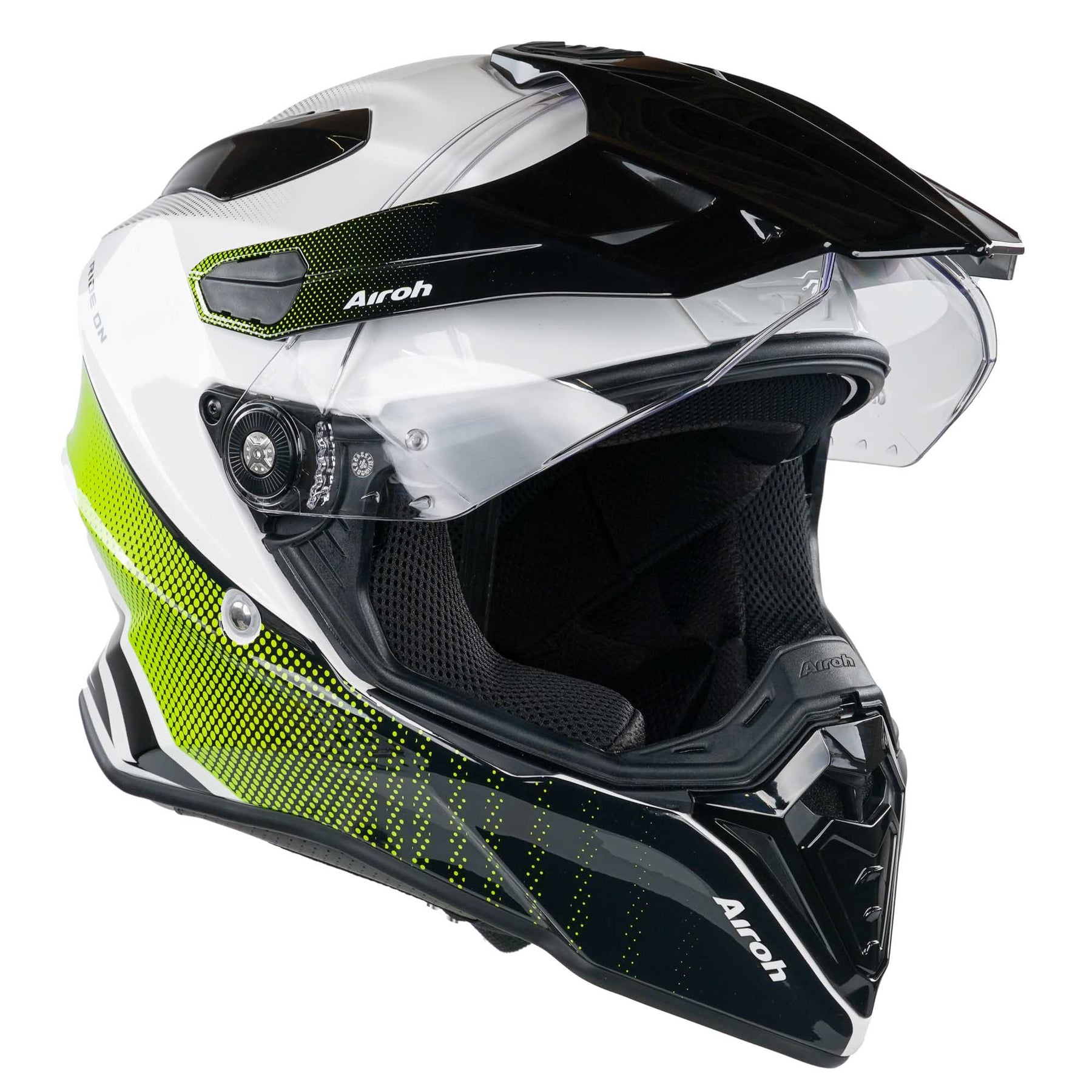Airoh Commander Dual Sport Adventure Motorcycle Motorbike Helmet - Progress Lime Gloss