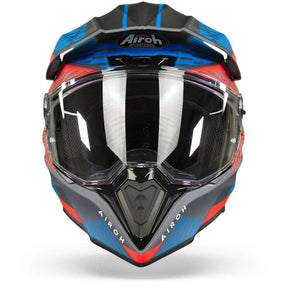 Airoh Commander Dual Sport Adventure Motorcycle Motorbike Helmet - 'Boost' Red Blue Matt