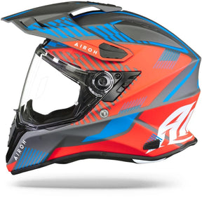 Airoh Commander Dual Sport Adventure Motorcycle Motorbike Helmet - 'Boost' Red Blue Matt