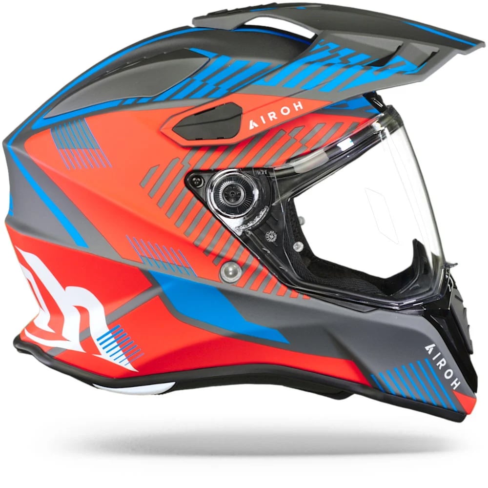 Airoh Commander Dual Sport Adventure Motorcycle Motorbike Helmet - 'Boost' Red Blue Matt