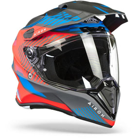 Airoh Commander Dual Sport Adventure Motorcycle Motorbike Helmet - 'Boost' Red Blue Matt